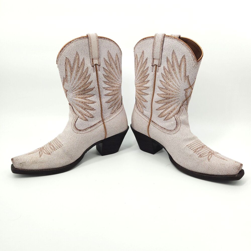 Ariat Goldie Western Boots Women Size 7 B Distressed White Leather #10033887